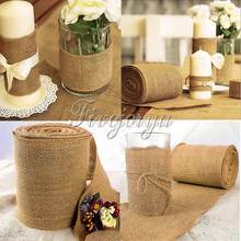 10M*15CM Vintage Jute Burlap Roll Lace Hessian Table Runner Wedding Party Chair Bands Sash Banquet Home Wedding Decoration 2024 - buy cheap