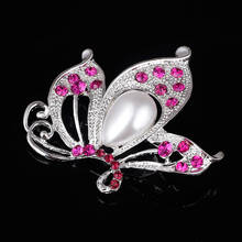 Butterfly SilverPlated Brooch Rhinestone Brooches For Female Pins Lapel Pin Women Wedding Scarf Clip Collar Tips Hijab Pin 2024 - buy cheap