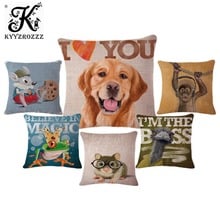 Cute Pet Animals Dog Rabbit Cat Monkey Cotton Linen Cushion Cover For Sofa Home Decor Almofadas 45x45cm pillowcase in stock 2024 - buy cheap