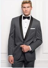 Custom made Charcoal One Button Groom Tuxedos For Men Suits Groomsman (Jacket+Pants) Wedding Tuxedos/ Wedding Suits 2024 - buy cheap