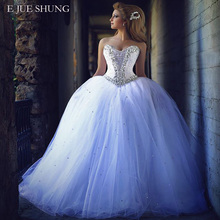 E JUE SHUNG Crystals Ball Gown Luxury Wedding Dresses Sleeveless Lace Up Back Wedding Gowns robe de mariee 2024 - buy cheap