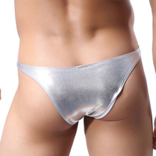 Sexy Gold Briefs Mens Underwear Silver Men Panties Bikini U Convex Penis Pouch Cueca brief Imitation Leather Dropshipping 2024 - buy cheap
