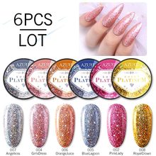 Azure Beauty 6Pcs/Lot Sparkly Glitter Series UV Nail Gel Polish Soak Off Led Nail Gel Varnish Semi Permanent Led Gel Lacquer Kit 2024 - buy cheap