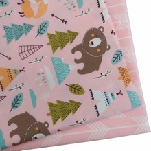 Cor-de-rosa urso seta 100% algodão folha tecido retalhos pano diy costura estofando material quarto gordo para o bebê cama têxtil tilda 2024 - compre barato
