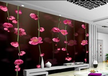 Fondo de papel de flores de ciruela rosada papel de pared mural papel pintado 3d papel de pared 2024 - compra barato