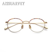 Pure Titanium Retro Round Vintage Print Optical Eyeglasses Frames Brand Designer Top Quality Eyewear Goggles Luxury Light 2019 2024 - buy cheap