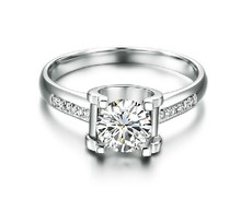 Женское кольцо из белого золота, с имитацией бриллианта 2024 - купить недорого