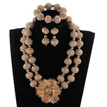 New Copper Gold Dubai Bridal Jewelry Set for Women Chunky Flower Bib African Beads Costume Jewelry Set 2019 WE242 2024 - buy cheap