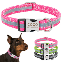 Dog Collar Personalized Reflective Dog Collars Custom Engraved Name Tag Collar Anti-lost Nylon Pet Collars For Medium Large Dogs 2024 - buy cheap