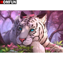 HOMFUN-pintura de diamante 5D DIY "Tigre Animal", cuadrados o redondos de imitación bordado de diamantes, estilo punto de cruz 3D, decoración del hogar, A19008 2024 - compra barato