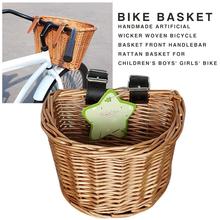 Wicker Hand Woven Bicycle Front Handlebar Basket Bike Cargo Storage Container For Bike Scooter Basket Kids Cart Rattan Handbag 2024 - buy cheap