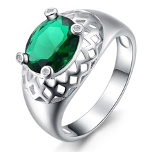 green zircon shiny beautiful Silver plated Ring Fashion Jewerly Ring Women&Men , /JADMRNSY WUYENGUT 2024 - buy cheap