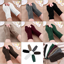 GAOKE Autumn Winter Women's Warm Knitting Embroidered Gloves Fingerless Fingerlings Glove For Women Student Girl 2024 - buy cheap