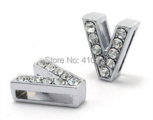 Letras deslizantes de aleación de diamantes de imitación, 50 Uds., 8mm "V", para tiras de Teléfono de 8mm 2024 - compra barato