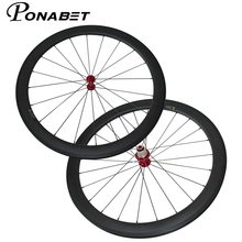 PONABET-juego de ruedas para bicicleta de carretera, accesorio superligero de 50mm, con cubierta de carbono, rodamientos de cerámica powerway R13, hub 700C 2024 - compra barato