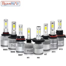 BraveWay H1 LED Headlight Bulbs for Auto H4 H7 H8 H9 H11 HB3 HB4 9005 9006 Fog Lights Car Lamps 12V Motorcycle Bike 2024 - buy cheap