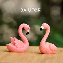 2pcs BAIUFOR Miniature Charming Pink Flamingo Couple Figurines for Terrarium Accessories DIY Fairy Garden Plants Cake Decor 2024 - buy cheap