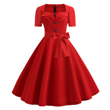 Women Summer Dress 2022 Elegant Retro Vintage 50s 60s Robe Rockabilly Swing Pinup Dresses Casual  Red Party Vestidos 2024 - buy cheap