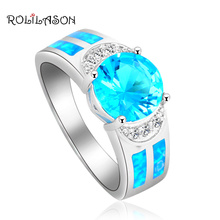 Blue Zircon Delicate style design Blue fire Opal silver plated Rings for women fashion jewelry OR757 2024 - buy cheap