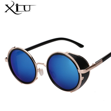 XIU-gafas de sol steampunk para hombre, lentes de sol retro vintage con revestimiento redondo de metal, de diseñador de marca, UV400 2024 - compra barato