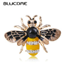 Брошь с насекомым Пчелой Blucome, брошь с кристаллом и эмалью, зажим для шали, аксессуар для одежды 2024 - купить недорого