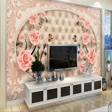 Beibehang-papel tapiz personalizado en relieve para sala de estar, mural 3D de gran tamaño, cubierto de flores, para dormitorio 2024 - compra barato