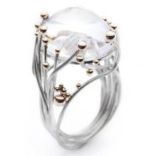 Инкрустированное кольцо из натурального лунный камень, последнее женское кольцо из натурального камня, инкрустация природным камнем, кольцо из фианита, модный подарок 2024 - купить недорого