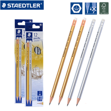 12 pens / box STAEDTLER Gold and Silver Pole with Rubber Head Pencil-HB Student Pencil Writing Office Pencil Pencils for School 2024 - buy cheap
