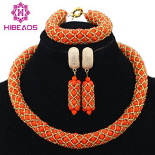 Beautiful Orange/Red African Wedding Jewelry Sets Popular Crystal Nigerian Statement Bead Jewelry Sets New Item Wholesale NCD127 2024 - buy cheap