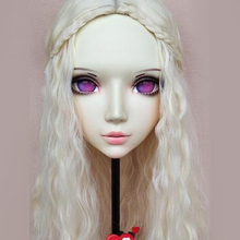 (Er-07)Female Sweet Girl Resin Half Head Kigurumi BJD Eyes Crossdress Cosplay Japanese Anime Role Lolita Mask With Fairy Ear 2024 - buy cheap