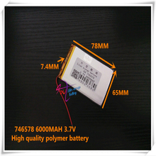 3,7 V 6000mAH 746578 полимерный литий-ионный/литий-ионный аккумулятор для планшетных ПК mp3 mp4 GPS динамик сотового телефона 2024 - купить недорого