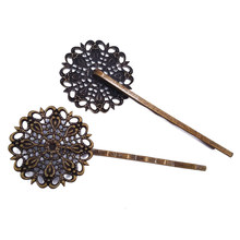 Antique Bronze 120piece Hair Pins with 25mm Peacock Flower Bezel Blank Hairpins Base Jewelry Findings Hair accessories HPF23 2024 - buy cheap