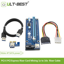 Артикул ult-best PCI-E PCI Express, Райзер-карта для майнинга 1x до 16x, USB 3,0, кабель SATA к 4Pin IDE, блок питания Molex для майнера BTC 2024 - купить недорого
