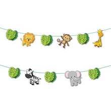 Banderines de fiesta con temática de jungla para niños, cartel colgante de dibujos animados, León, cebra, caza, feliz cumpleaños, Baby Shower 2024 - compra barato