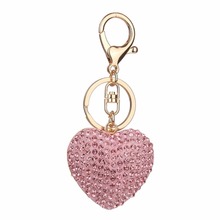 New romantic crystal heart key chain Couples car key ring rhinestone alloy love key chains female bag pendant accessories 2024 - buy cheap