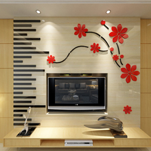 Adesivos de parede em acrílico voador flor de cerejeiras, adesivo para decoração de parede sala de estar 3d 2024 - compre barato