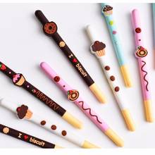 5 pcs Chocolate stick gel pen set Fruit cake biscuit Black color ink pens Stationery items Office supplies Material escolar F710 2024 - buy cheap