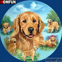 Homfun pintura de diamante com bordado "animal dog", pintura de diamante, quadrado completo, imagem redonda de decoração de strass a17706 2024 - compre barato