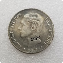 1876 Испания 5 песет имитация монеты памятные монеты-копии монет медаль коллекционные монеты 2024 - купить недорого