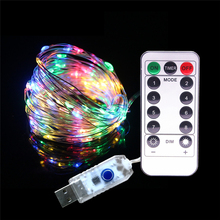 Tira de luces LED RGB impermeables, 5M, 50LED, 10M, 100LED, 4,5 V, cable USB para fiesta de Navidad, boda, vacaciones con Control remoto 2024 - compra barato