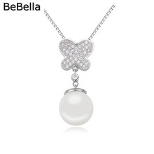 BeBella-Colgante de mariposa con perlas redondas para mujer, collar, joyería para mujer, Circonia cúbica, ajuste de piedra, joyería 2024 - compra barato