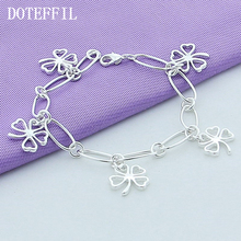 DOTEFFIL 925 Sterling Silver Five Clover Flowers Heart Bracelet For Women Fashion Charm Wedding Engagement Party Jewelry 2024 - buy cheap