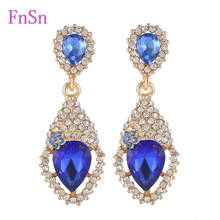 Fashion Womens Dangle Earrings jewelry Gold Colour Fill Crystal Dangle Earring Top Quality Crystal Water Drop Dangle Earrings 2024 - buy cheap