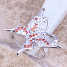 Awesome Red Garnet Silver Plated  Women's Butterfly Jewelry Ring Size 6 / 7 / 8 / 9 R1264 2024 - buy cheap