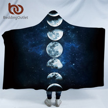 BeddingOutlet Moon Eclipse Hooded Blanket for Adults Microfiber Sherpa Fleece Galaxy Wearable Throw Blanket 3D Landscape Bedding 2024 - buy cheap