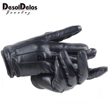 Мужские Роскошные перчатки из искусственной кожи, черные перчатки для вождения с сенсорным экраном, модные брендовые зимние теплые варежки, новинка, Прямая поставка 2024 - купить недорого