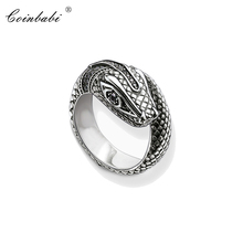 Rings Snake 925 Sterling Silver Blackened Trendy Gift For Women & Men Europe style Heart Rebel Ring  New Fashion Jewelry 2024 - buy cheap