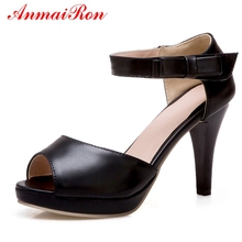 ANMAIRON-Sandalias de tacón alto de plataforma para mujer, zapatos informales de PU, con gancho y bucle, talla 34-39, LY787, para verano, 2019 2024 - compra barato