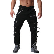 Autumn winter men fashion bandage hip hop punk cargo pants nightclub stage costume men casual hiphop streetwear joggers big size 2024 - buy cheap