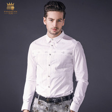 Fanzhuan envío gratis hombres hombre de moda casual de manga larga nuevo blanco de primavera camisa coreana bordado 812007 2024 - compra barato